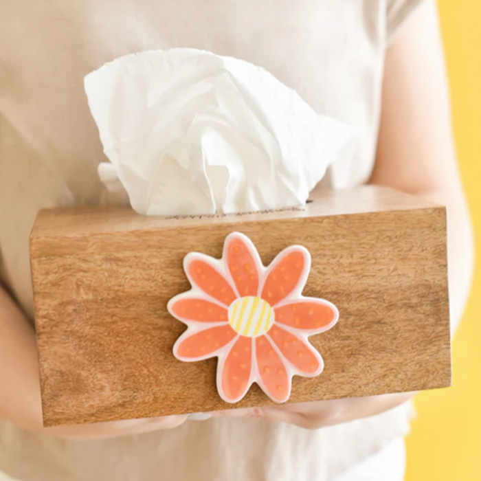 Happy Everything Mini Rectangle Wood Facial Tissue Box