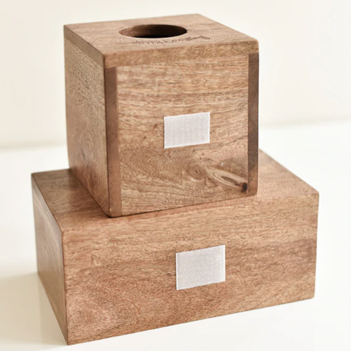 Happy Everything Mini Square Wood Facial Tissue Box