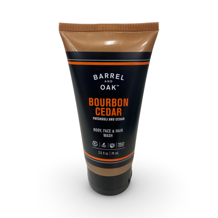 Barrel & Oak Body, Face & Hair All-In-One Wash - Bourbon Cedar 2.5 fl oz.