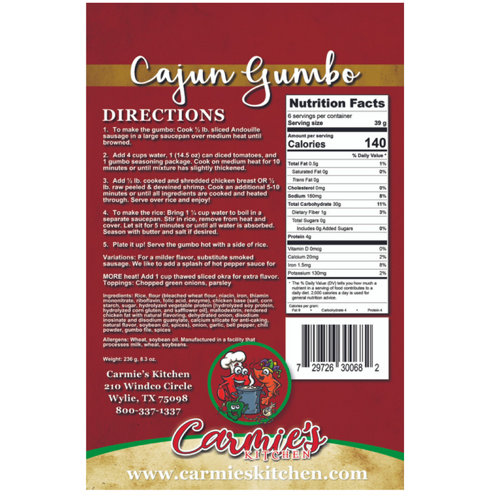 Carmie's Cajun Gumbo Soup Mix