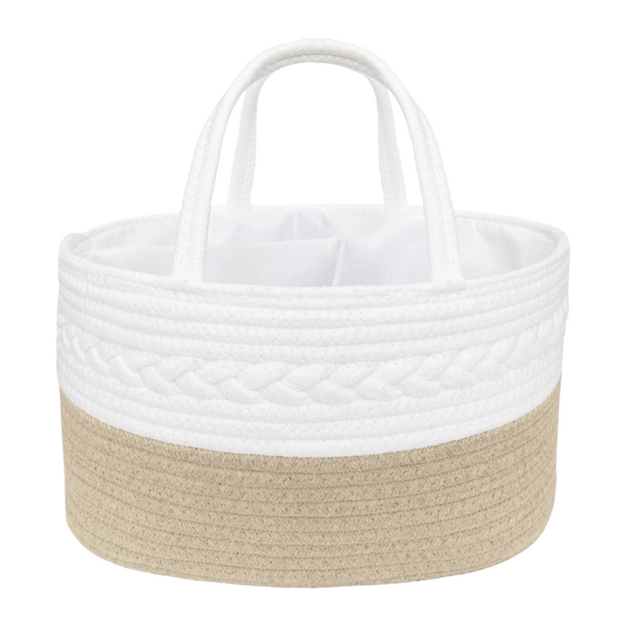 Cotton Rope Nappy Caddy with Divider Natural/White