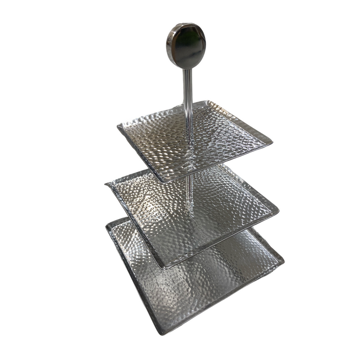 Aluminum Hammered Square 3 Tier Stand