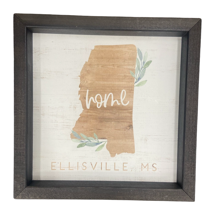 Ellisville, Mississippi "Home" State Framed Art