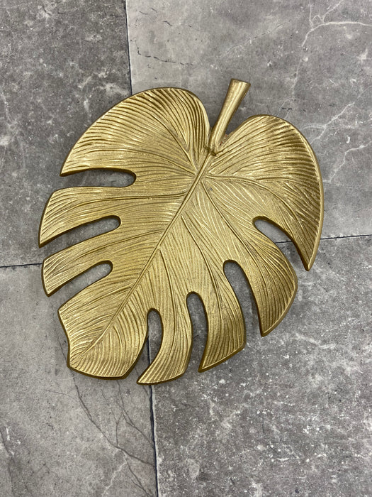 Textured Gold Tropical Leaf Tray