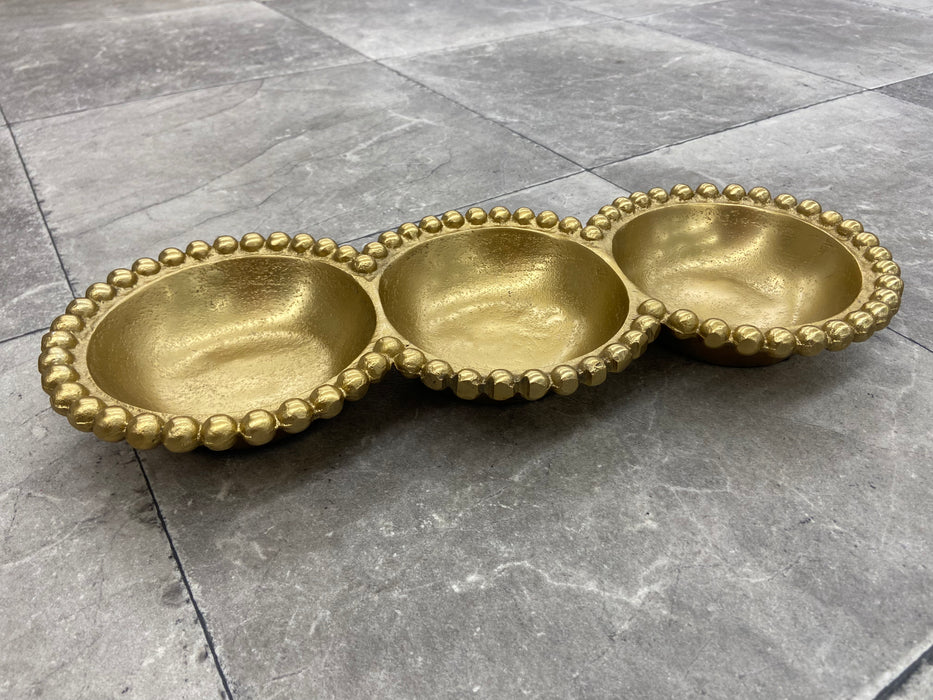 Gilded Beaded 3 Section Tray
