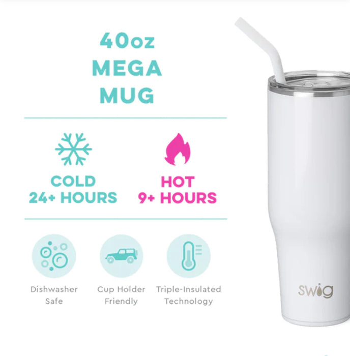 Swig Shimmer Diamond White Mega Mug 40 Oz.