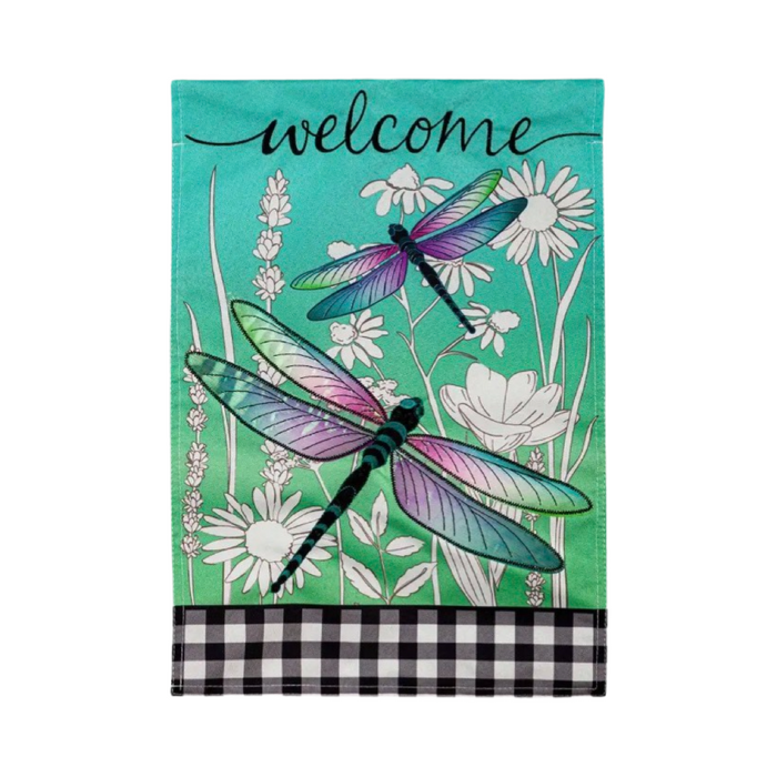 Dragonflies and Wildflowers Garden Linen Flag