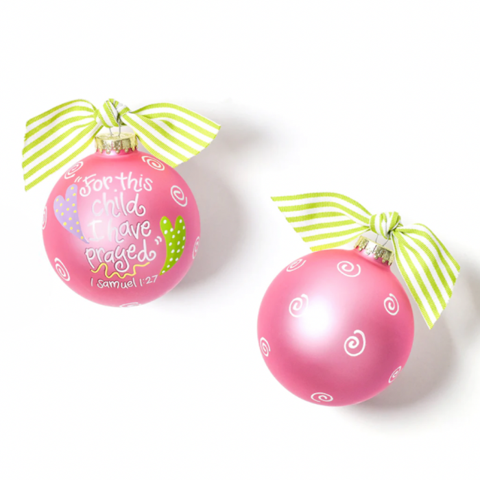For This Child Pink Glass Ornament