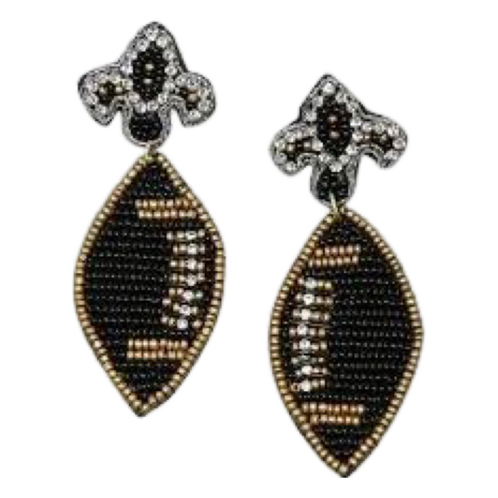 Jeweled Beaded Football Earrings