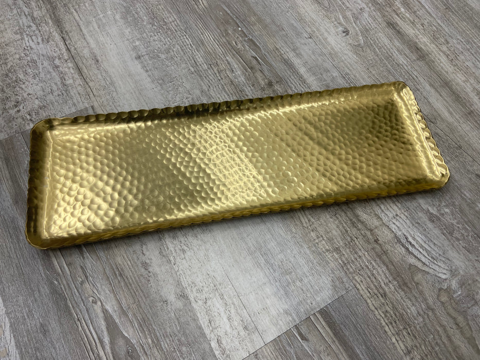 18” Gold Hammered Rectangle Tray