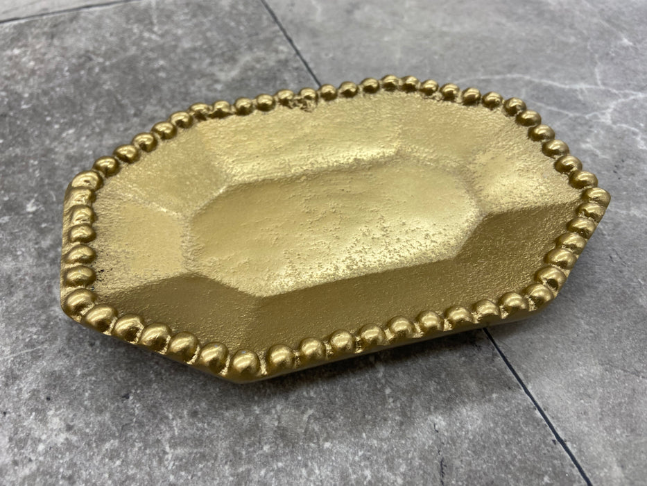 6.5” Beaded Gold Octagon Tray