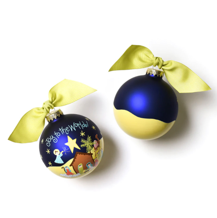 Joy to the World Nativity Glass Ornament