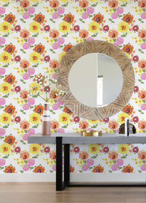 ESSIE YELLOW PAINTERLY FLORAL WALLPAPER / COLLECTION: A-Street Prints Happy