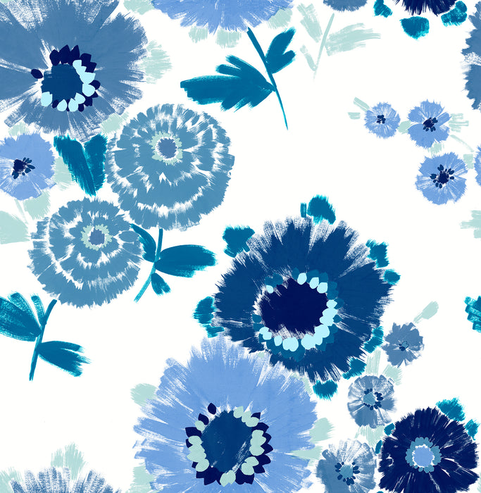 ESSIE BLUE PAINTERLY FLORAL WALLPAPER / COLLECTION: A-Street Prints Happy