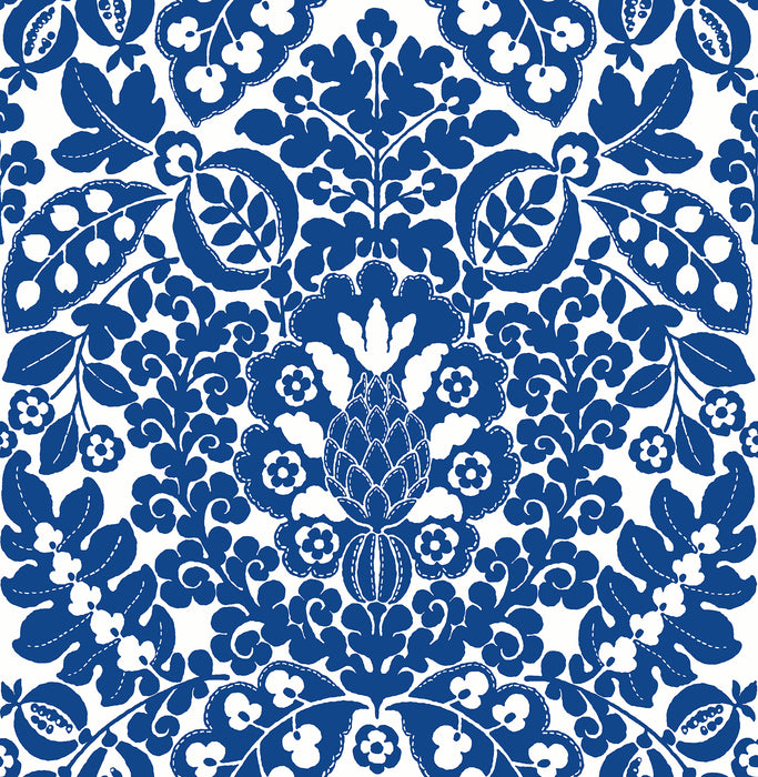 MARNI BLUE FRUIT DAMASK WALLPAPER / COLLECTION: A-Street Prints Happy