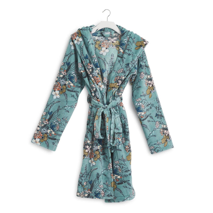 Vera Bradley Plush Fleece Robe Sunlit Garden Sage