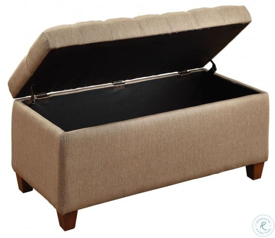 Coaster Tufted Bench in Taupe with Storage 500064