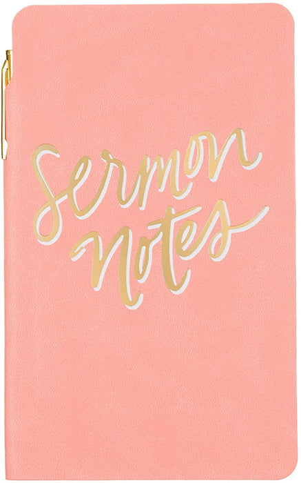 Pocket Sermon Notes Pen Journal, 144 Lined Page Super Flexible Notebook, 4.5 x 7.5, Pen Included
