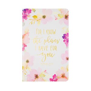 Writing Journal, “I Know The Plans I Have for You“, 200 Page Notebook with Inspirational Bible Verses, Flexible Cover, Ribbon Bookmark, 8.5x5.5