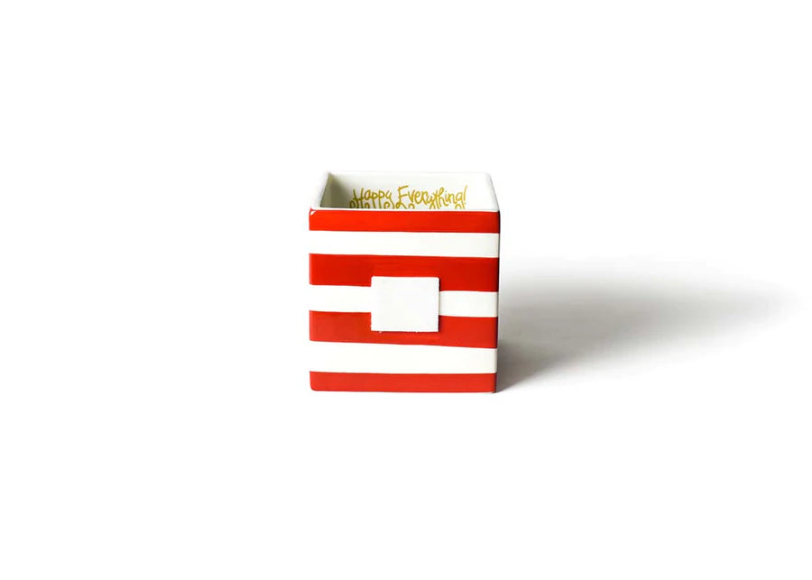 Happy Everything Red Stripe Mini Nesting Cube Medium