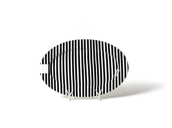 Happy Everything Black Stripe Big Oval Entertaining Platter