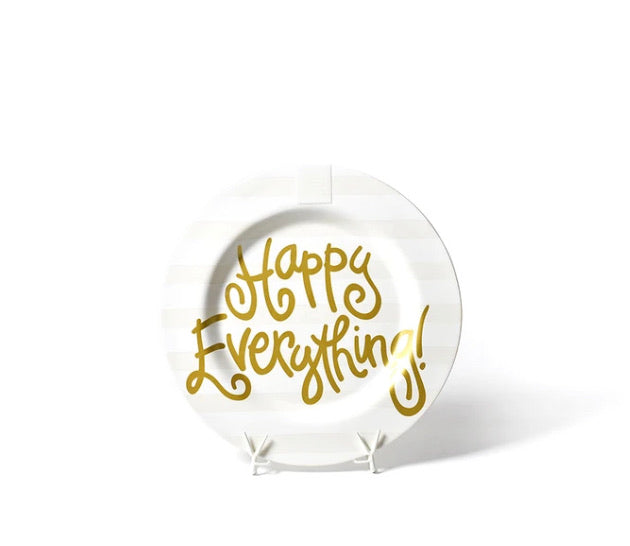 Happy Everything White Stripe Big Round Platter
