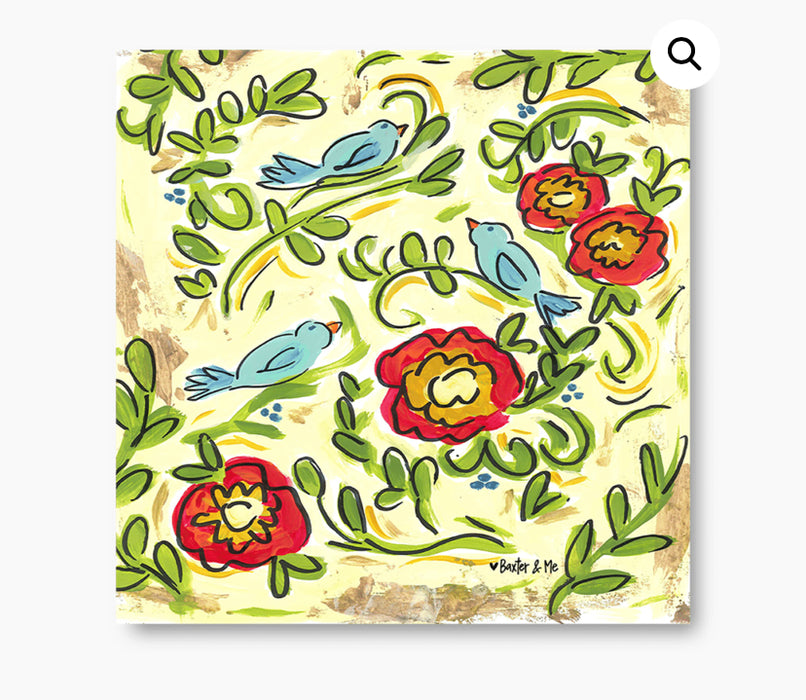 Baxter & Me Wrapped Canvas: Cream Floral