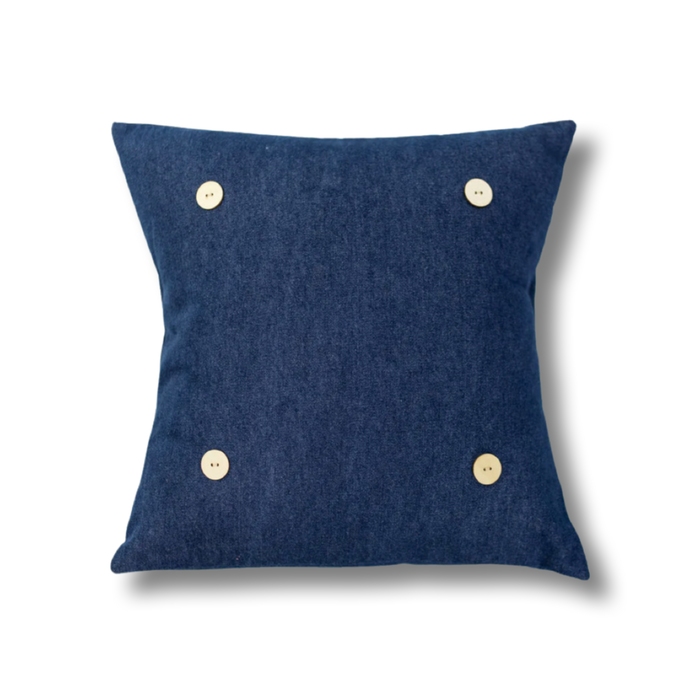 Blue Square Button Pillow 18" x 18"--Compatible with Pillow Swaps