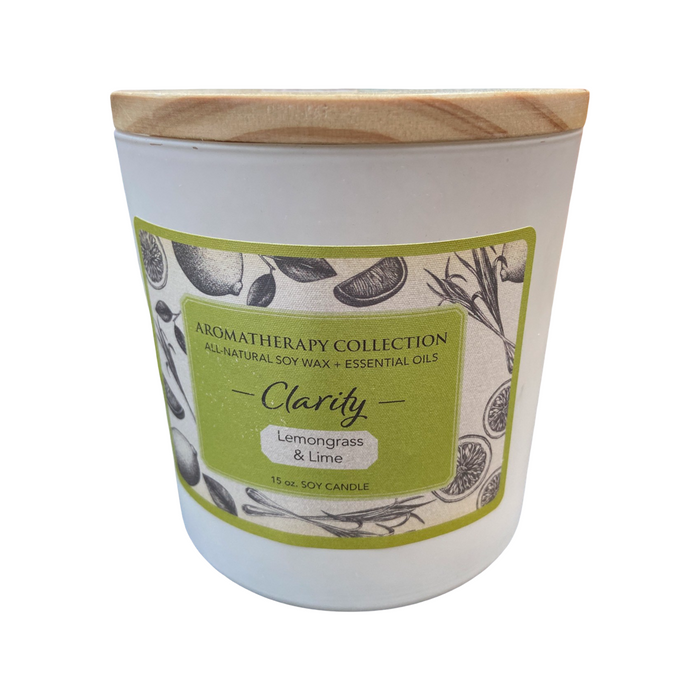 Aromatherapy Collection All-Natural Soy Wax plus Essential Oils Candle CLARITY Lemongrass & Lime