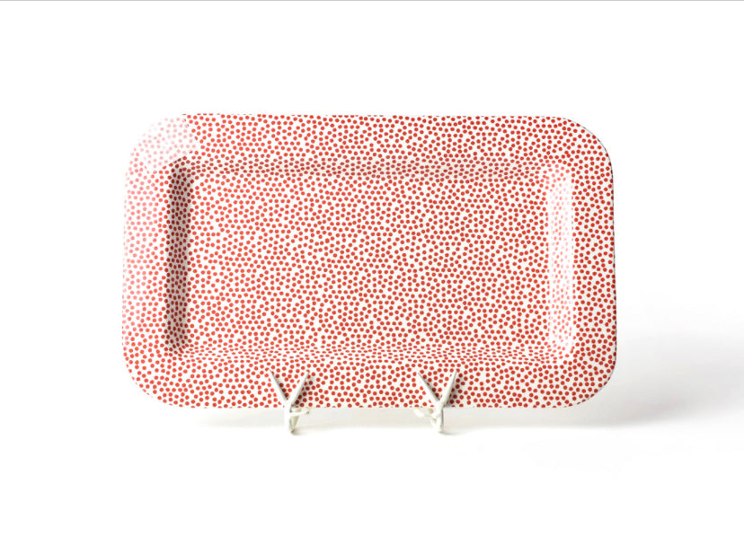 Happy Everything RED Small Dot Mini Entertaining Rectangle Platter