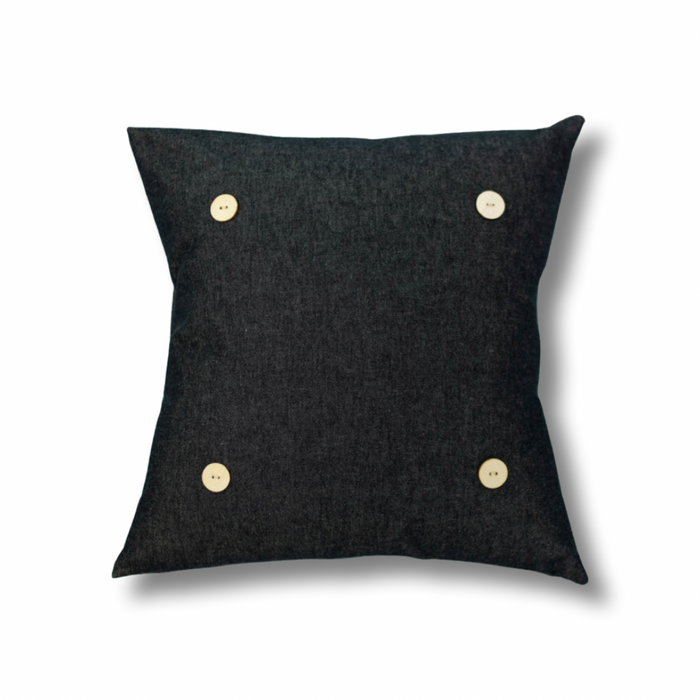 Black Denim Square Button Pillow 18" x 18"--Compatible with Pillow Swaps