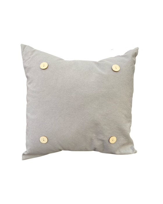 Gray Button Pillow--Compatible with Pillow Swaps