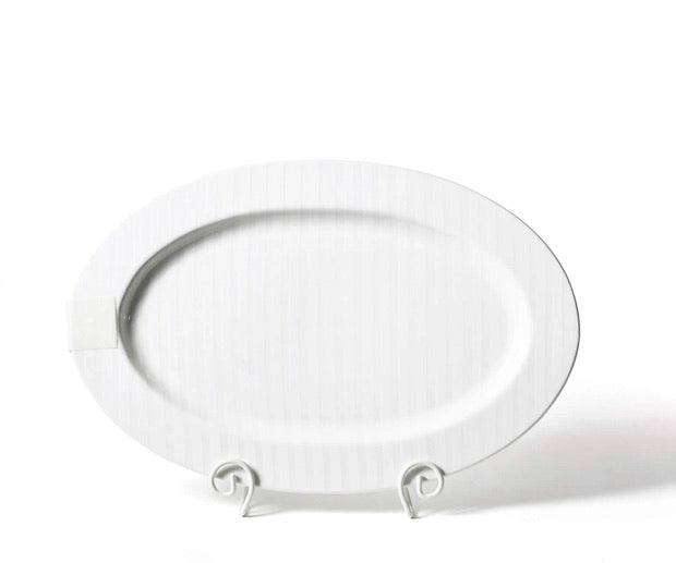Happy Everything White Stripe Big Entertaining Oval Platter