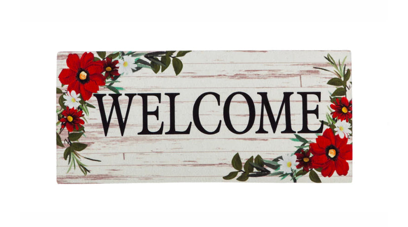 Red Floral Welcome Sassafras Switch Mat