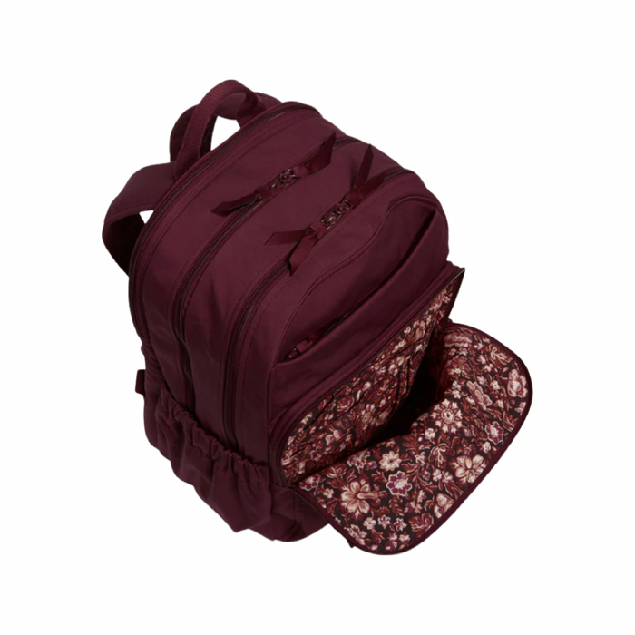 Vera Bradley XL Campus Backpack in Recycled Cotton-Mulled Wine