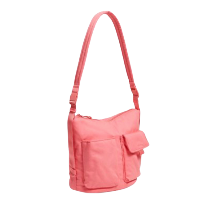 Vera Bradley Utility Bucket Crossbody Bag in Recycled Cotton-Rouge Rose