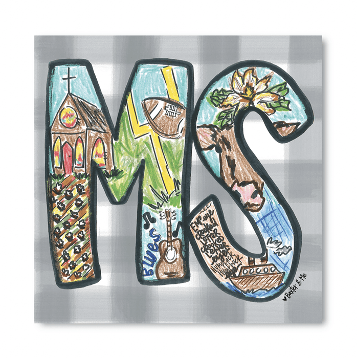 Baxter & Me Canvas Wrapped: State Initial