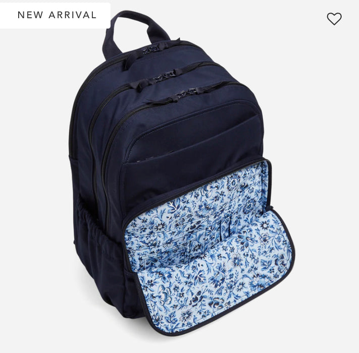Vera Bradley XL Campus Backpack in Recycled Cotton - Classic Navy