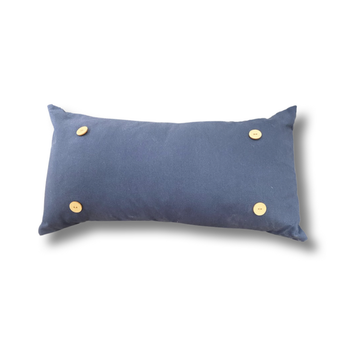 Navy Canvas Button Pillow 14” x 24”--Compatible with Pillow Swaps
