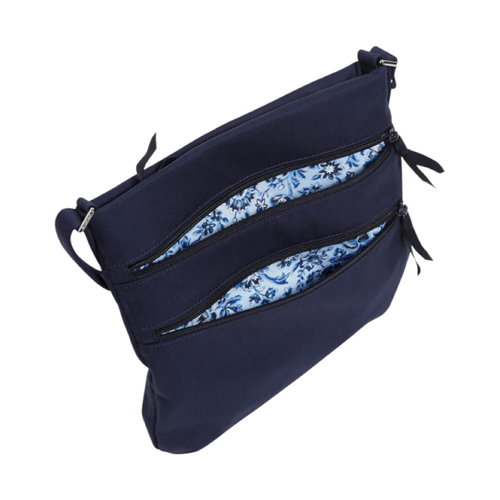 Vera Bradley Triple Zip Hipster in Recycled Cotton—Classic Navy