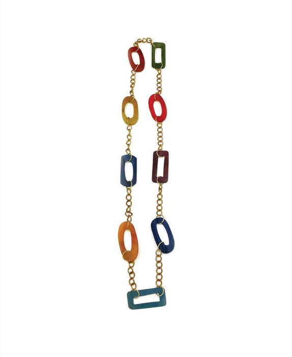 Anju Jewelry-Omala Rainbow Multi Colored Link Necklace